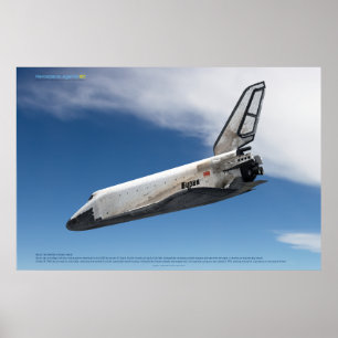 Affiche Vaisseau spatial Buran descendant à travers les nu