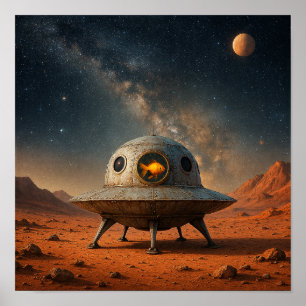 Affiche Vaisseau spatial extraterrestre avec pilote poisso