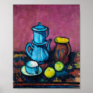 Affiche Vaisselle au café et pommes   Alexander Kanoldt