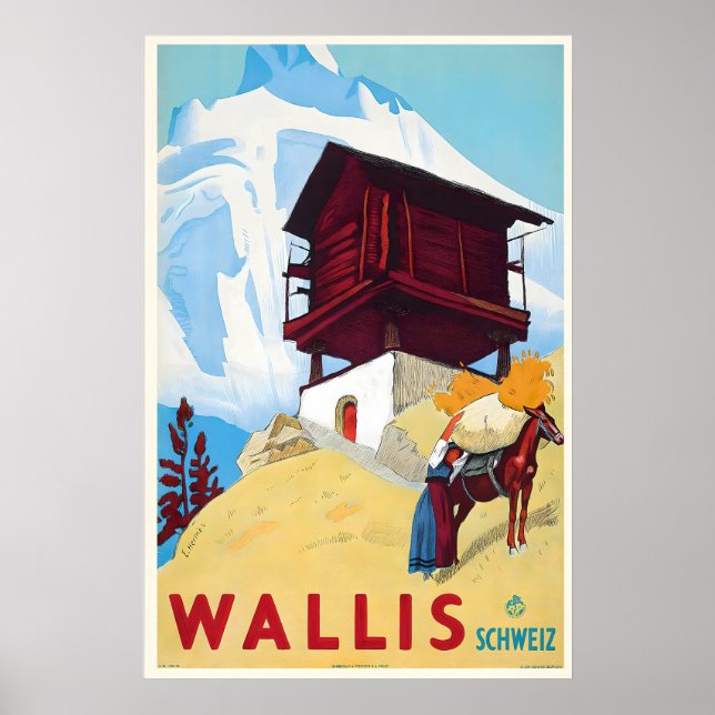 Affiche Valais Wallis Alpes suisses Suisse Vintage (Devant)