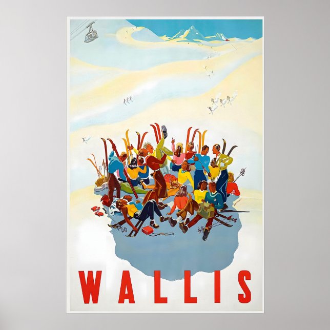 Affiche Valais Wallis Zermatt Ski Suisse Alpes suisses (Devant)