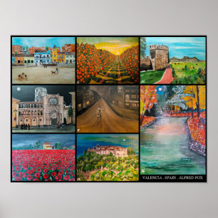 Affiche Valence Espagne Collage Peinture par Alfred Fox