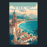 Affiche Valencia Espagne Illustration Voyage Art Vintage<br><div class="desc">Conception de déplacement vectoriel rétro Valencia. De la Cité futuriste des Arts et des Sciences aux rues animées de la Vieille Ville,  Valence offre un mélange passionnant de culture,  de cuisine et de beauté balnéaire.</div>