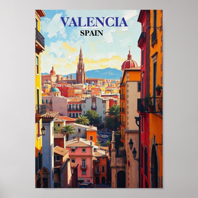 Affiche Valencia Espagne Travel Art Vintage (Devant)