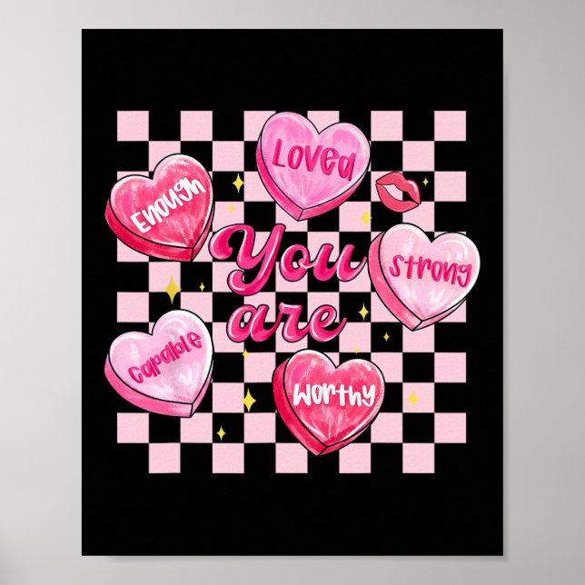 Affiche Valentin à carreaux Vous êtes aimé Assez digne Ca (Devant)