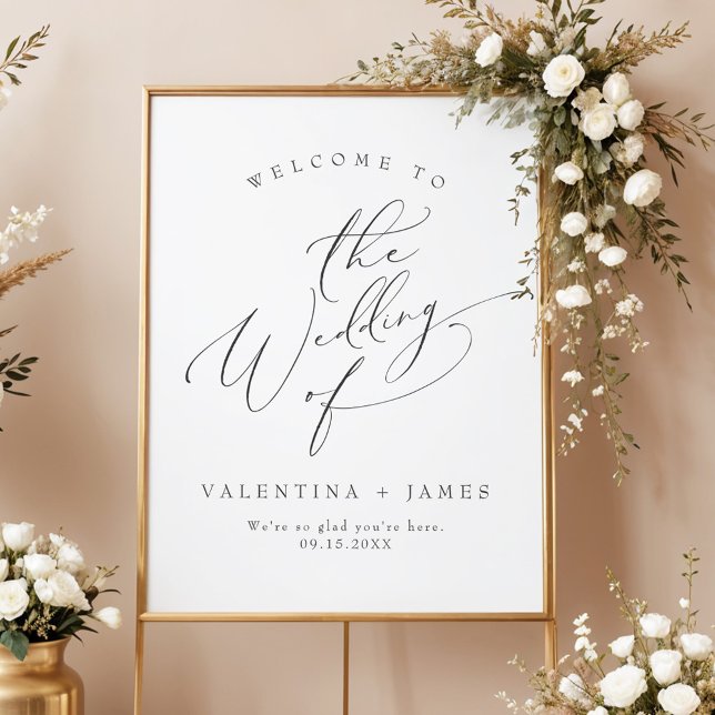 Affiche VALENTINA Élégant Mariage Script Minimaliste (Créateur téléchargé)