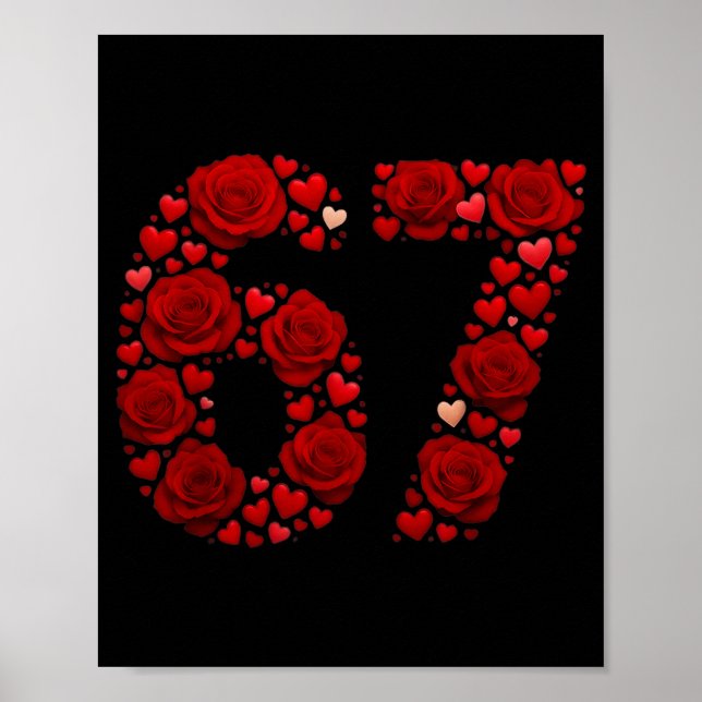 Affiche Valentine 67 Mème Roses Cœurs Drôle Six Sept Vale (Devant)