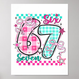 Affiche Valentine à carreaux rétro Six Sept Mème 67 Viral 