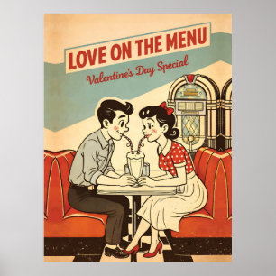 Affiche Valentine - Amour au menu Rétro Soda Shop