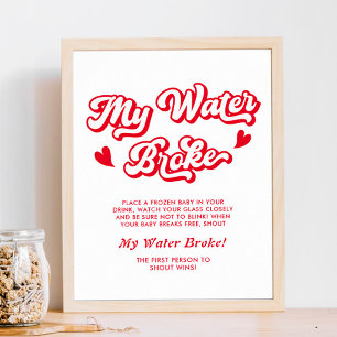 Affiche Valentine Baby shower My Water Broke Jeu