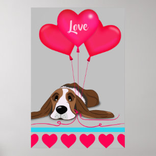 Affiche Valentine Basset Hound