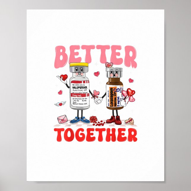 Affiche Valentine Better Together Nurse Pink Bow Modern De (Devant)
