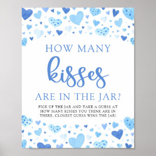 Affiche Valentine Bleu Jeu de Baby Shower Combien de baise