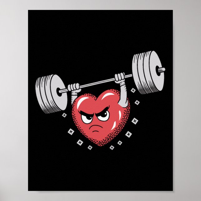 Affiche Valentine Coeur Lifting Weights Drôle entraînement (Devant)