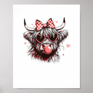 Affiche Valentine Coquette Bow Heifer Highland Vache