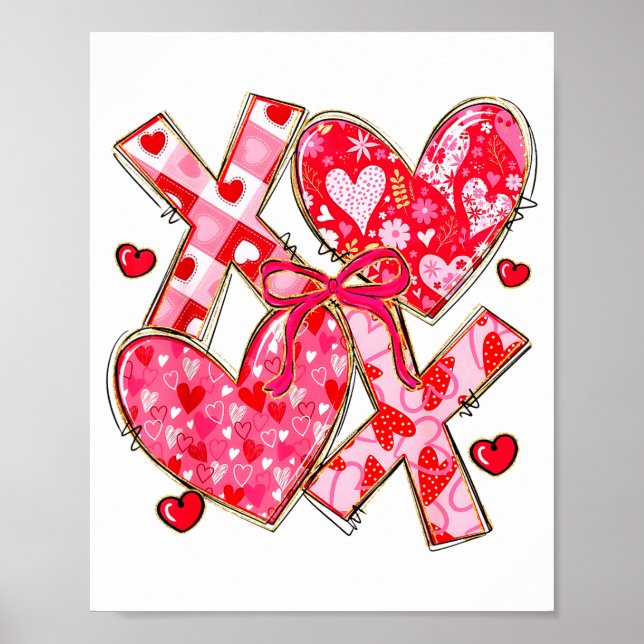 Affiche Valentine Coquette Bow Xoxo Hearts Lover Girl Wome (Devant)