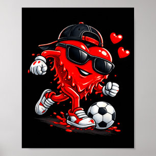 Affiche Valentine Football Heart Drip Sport Amour Saint-Va