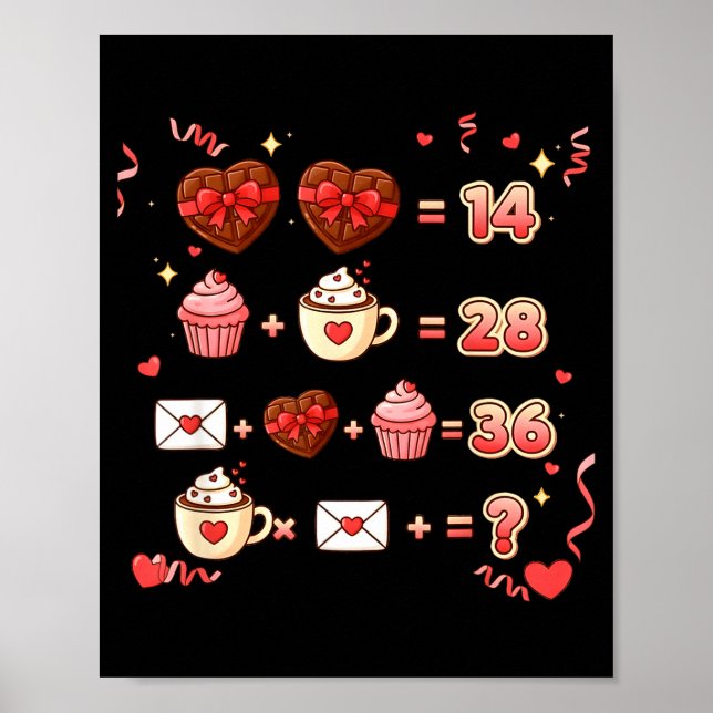 Affiche Valentine Funny Math Equation 6 7 Six Seven Meme T (Devant)