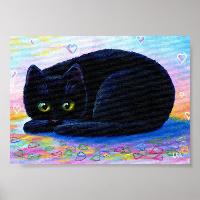 Affiche Valentine Hearts Black Cat Art (Devant)