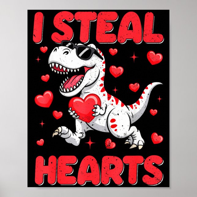 Affiche Valentine I Steal Hearts Trex Dino Toddler Kids Ba (Devant)