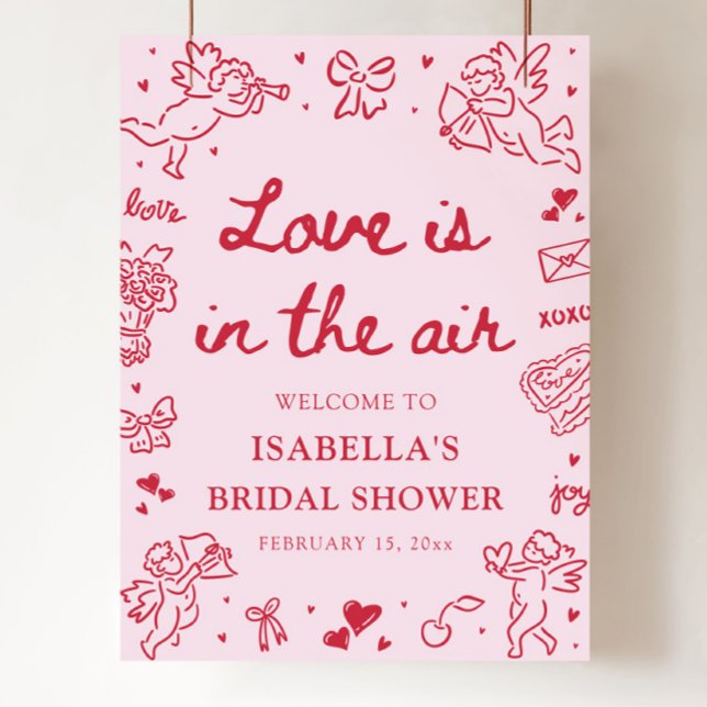 Affiche Valentine Love is in the Air Bridal Shower Welcome (Valentine Love is in the Air Bridal Shower Welcome Poster)
