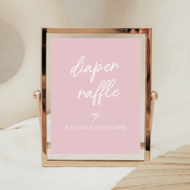 Affiche Valentine Minimaliste Coeur Déchets Raffle (Pink A Little Sweetheart Baby Shower Diaper Raffle Sign)