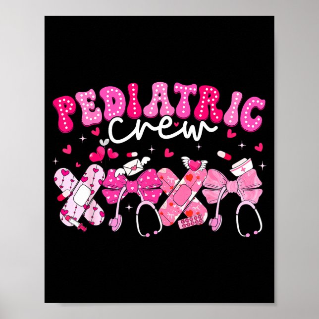 Affiche Valentine Pediatric Crew Xoxo Nurse Coquette Bow P (Devant)