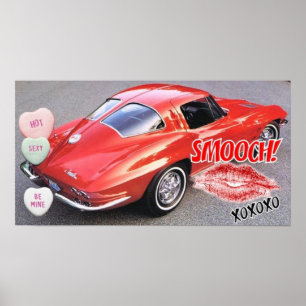 Affiche Valentine Red Corvette Split Window Classic