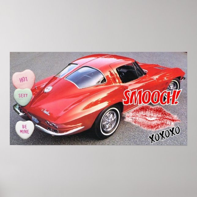 Affiche Valentine Red Corvette Split Window Classic (Devant)