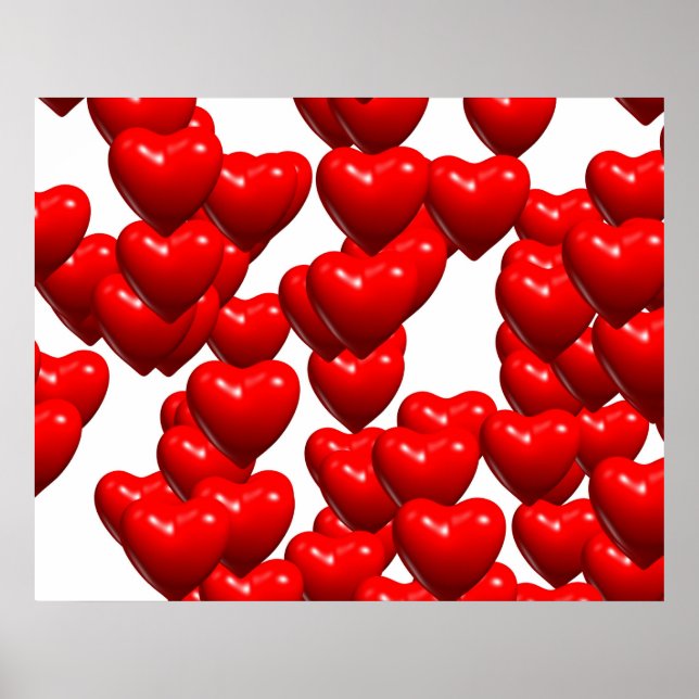 Affiche Valentine Red Hearts Random Bunch Glossy (Devant)
