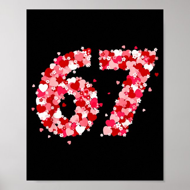 Affiche Valentine’s Day 67 Meme With Hearts Funny Six Seve (Devant)