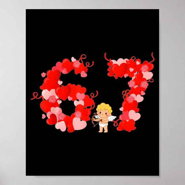 Affiche Valentine’s Day Hearts 67 Meme Six Seven 6 7 Cute  (Devant)