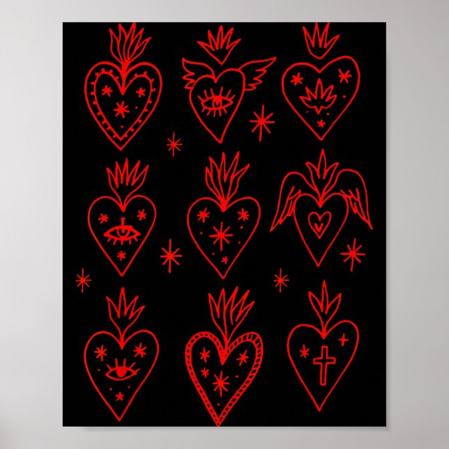 Affiche Valentine’s Day Mexican Milagro Gothic Goth Sacred (Devant)