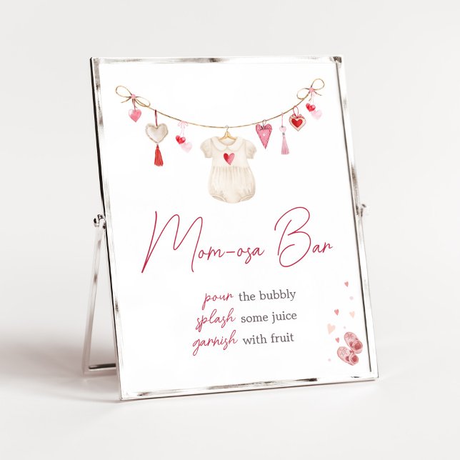 Affiche Valentine Sweetheart Maman Osa Bar (A Little Sweetheart Valentine Baby Shower Mom Osa Bar Sign)
