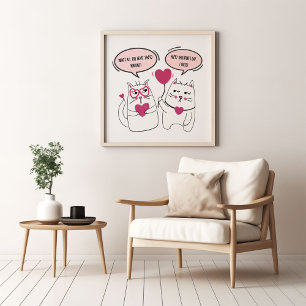 Affiche Valentines amusantes et grincheuses Jour Chat Coup
