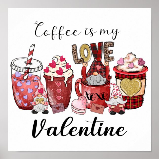 Affiche Valentines au café | Cadeau Valentine | Vacances (Devant)