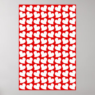 AFFICHE VALENTINES COEURS ROUGE ET BLANC VALENTINE