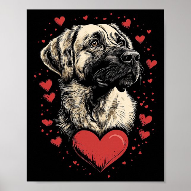 Affiche Valentine's Day Anatolian Shepherd Dog  (Devant)