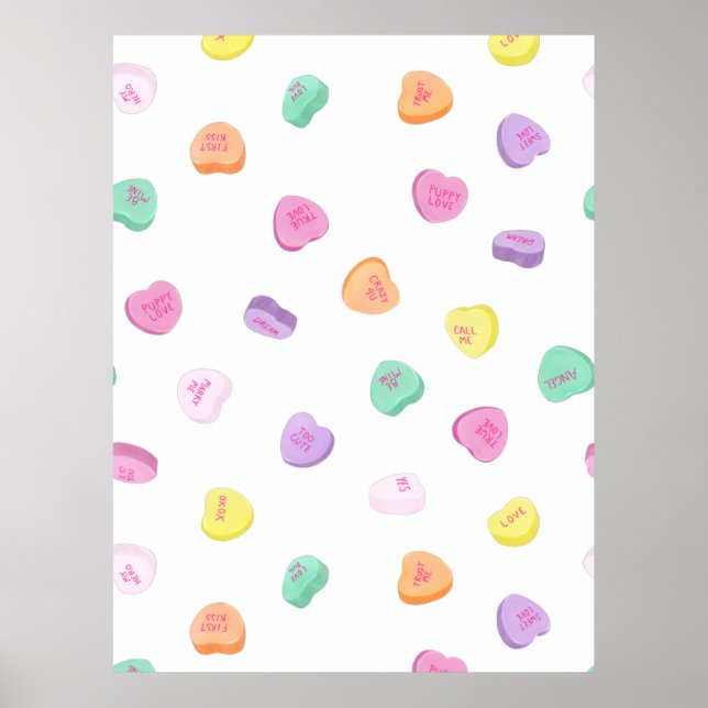 Affiche Valentines Day Candy Hearts Motif (Devant)