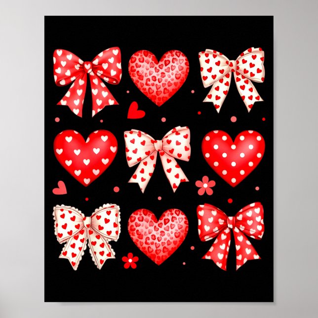 Affiche Valentines Day Coquette Bow Hearts Leopard Women G (Devant)