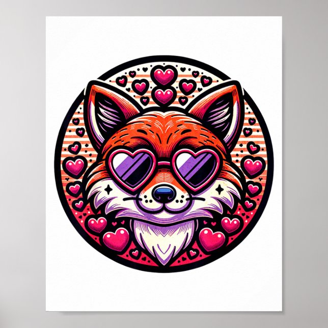 Affiche Valentines Day Fox And Matching Couples Foxes  (Devant)