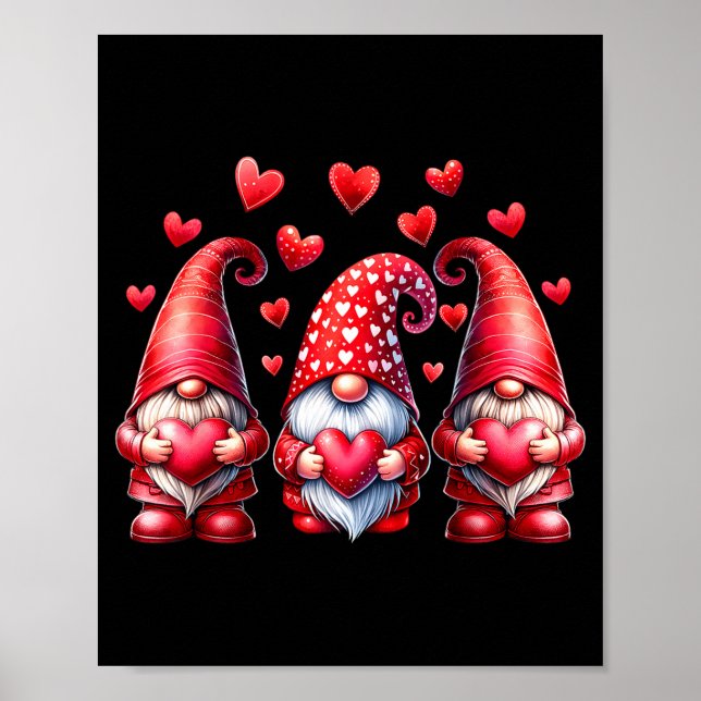 Affiche Valentines Day Gnomes Cute Red Hearts Love Gnome W (Devant)