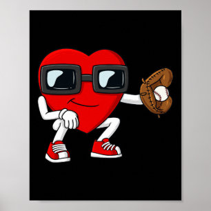 Affiche Valentines Day Heart Baseball Catcher Amusants Gar