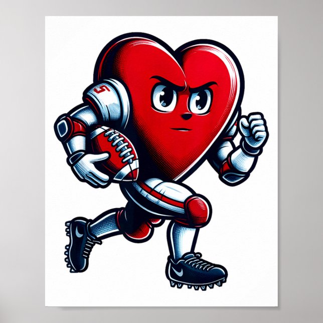 Affiche Valentines Day Heart Football Player Team Srts  (Devant)