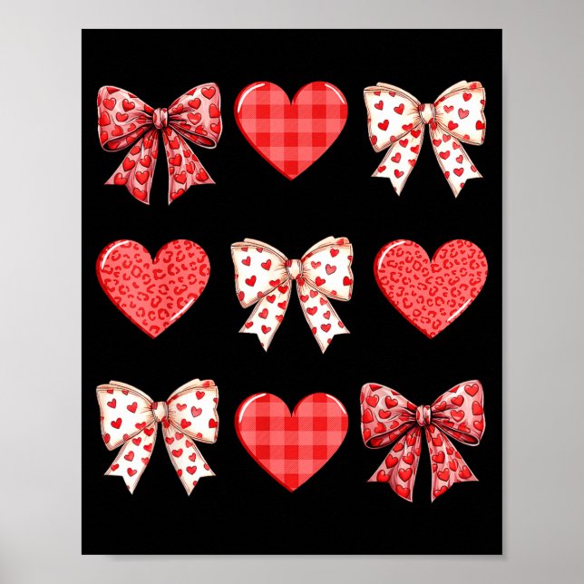 Affiche Valentines Day Hearts Leopard Coquette Bow Women G (Devant)