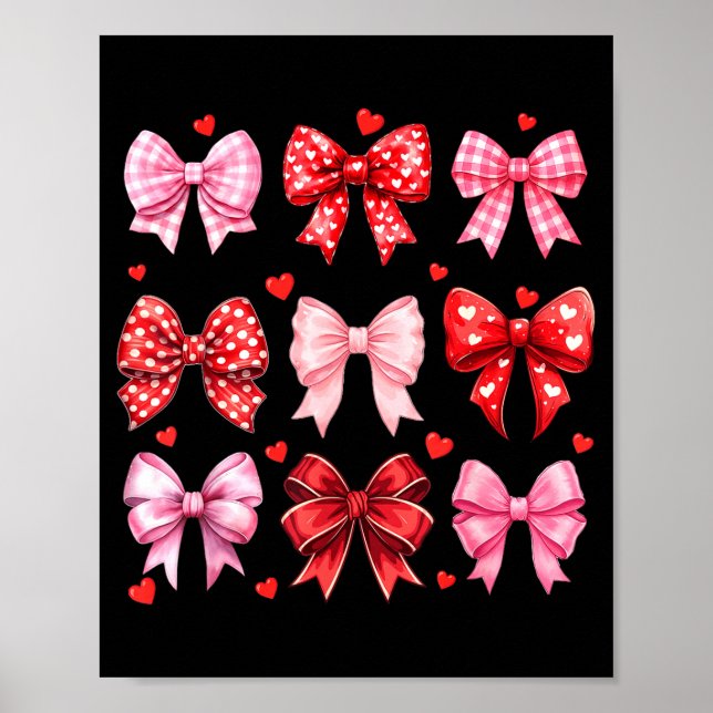 Affiche Valentines Day Hearts Leopard Coquette Bow Women G (Devant)