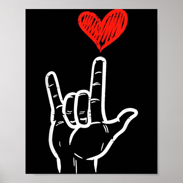 Affiche Valentines Day I Love You Hand Sign Asl Heart Wome (Devant)
