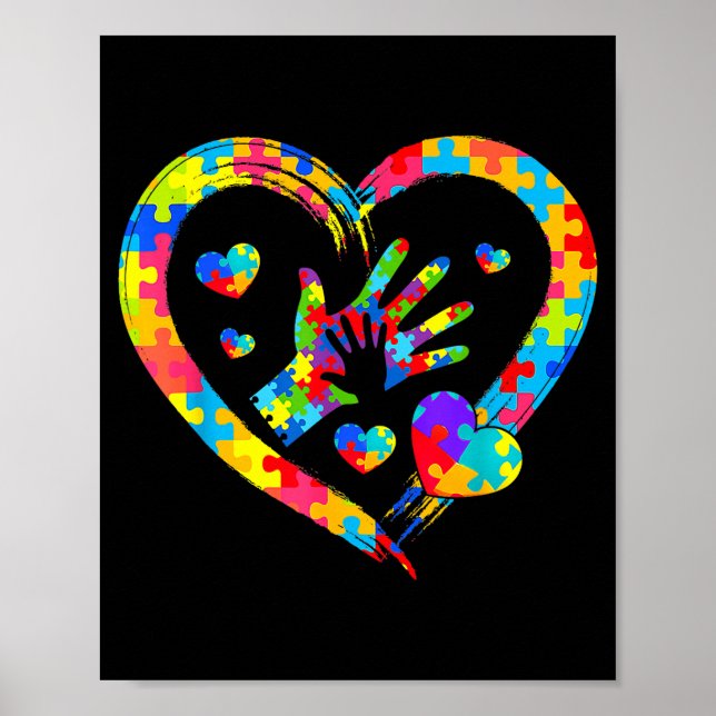 Affiche Valentines Day Love Heart Autism Awareness Puzzle  (Devant)