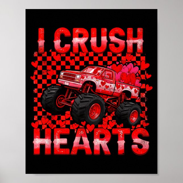 Affiche Valentines Day Monster Truck Crush Hearts Toddler  (Devant)