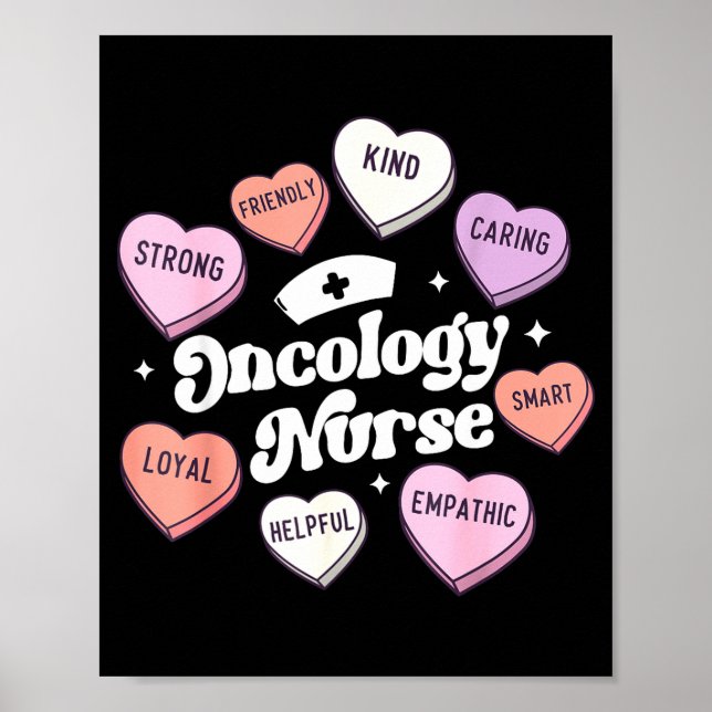Affiche Valentines Day Oncology Nurse Cancer Suprt Groovy  (Devant)